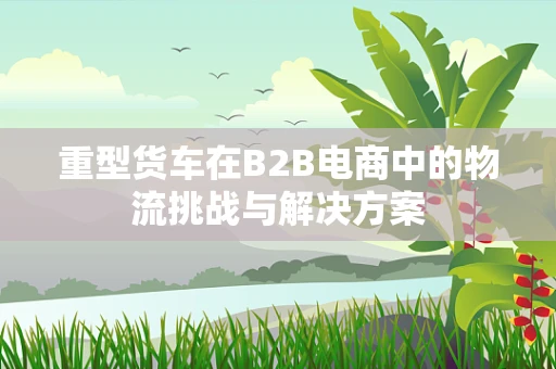 重型货车在B2B电商中的物流挑战与解决方案
