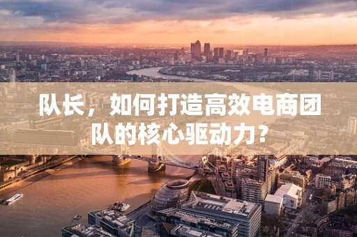 队长，如何打造高效电商团队的核心驱动力？