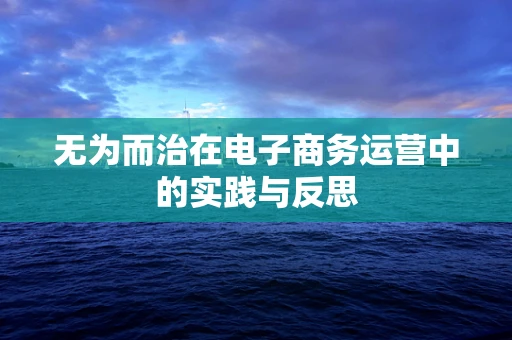 无为而治在电子商务运营中的实践与反思
