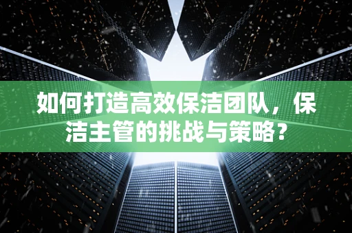 如何打造高效保洁团队，保洁主管的挑战与策略？