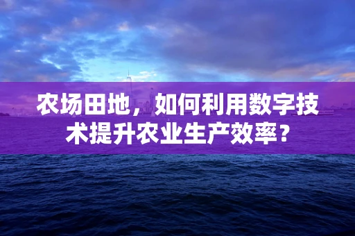 农场田地，如何利用数字技术提升农业生产效率？