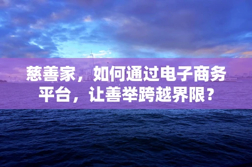 慈善家，如何通过电子商务平台，让善举跨越界限？