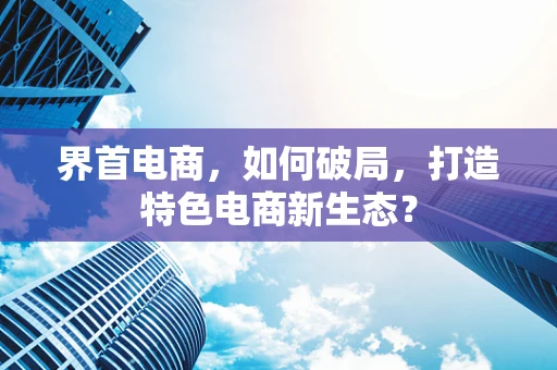 界首电商，如何破局，打造特色电商新生态？