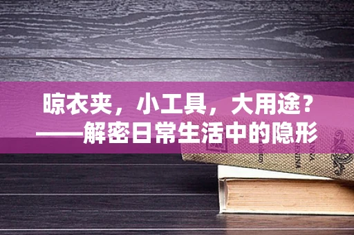 晾衣夹，小工具，大用途？——解密日常生活中的隐形收纳神器