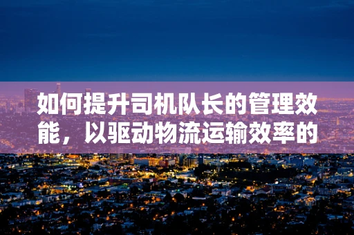 如何提升司机队长的管理效能，以驱动物流运输效率的飞跃？