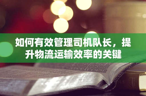 如何有效管理司机队长，提升物流运输效率的关键