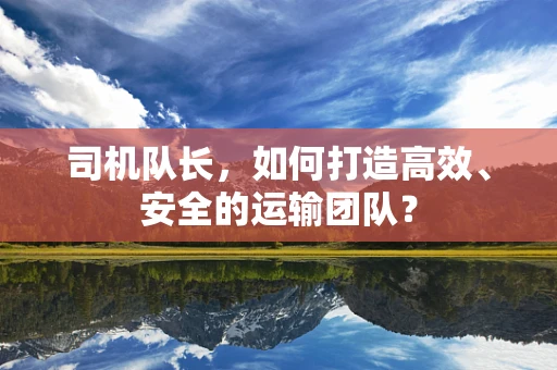 司机队长，如何打造高效、安全的运输团队？