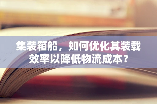 集装箱船，如何优化其装载效率以降低物流成本？